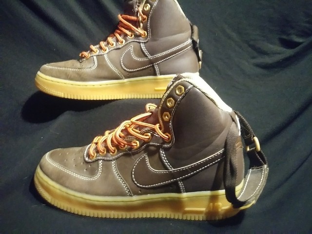 brown high top air force ones
