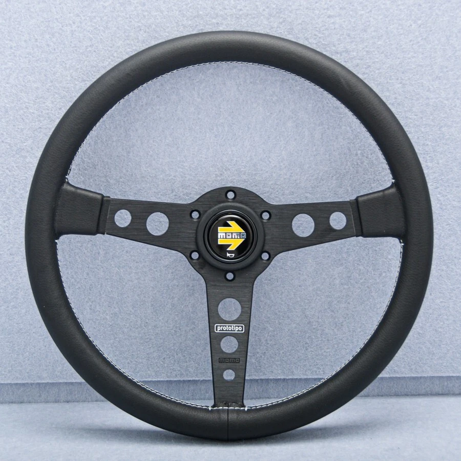 MOMO Prototipo Steering Wheel Heritage Black Genuine Leather 350mm Brand New Foto 3 de 4