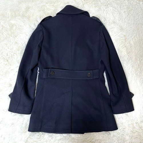 Burberry Men's Black Label Pea Coat Navy Wool Check Lining Size S Used - Picture 7 of 11