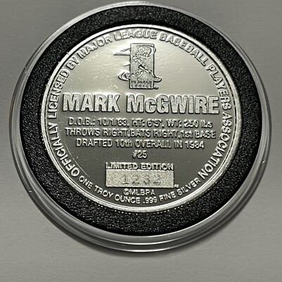 Mark McGwire Cardinals Athletics MLB 1 Troy Oz .999 Fine Silver