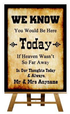 Western  Wanted In Loving Memory Absence Personalised Wedding Sign