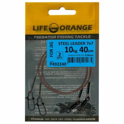 2 x Stahlvorfach 7x7 EDELSTAHL Raubfischvorfach Life-ORANGE Raubfisch Vorfächer