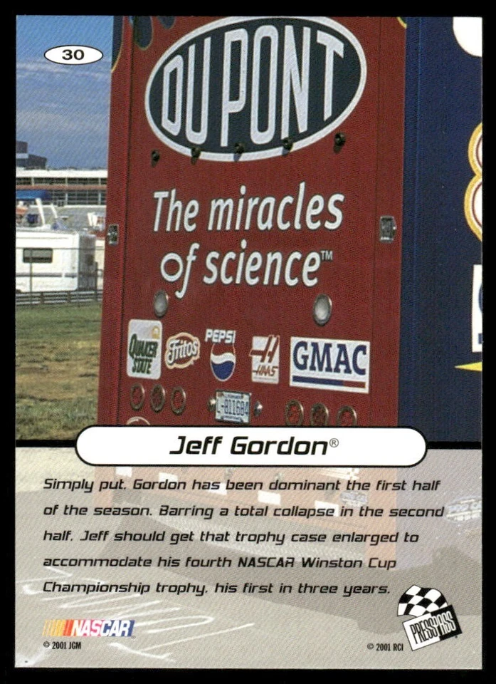 2001 Press Pass Stealth #30 Jeff Gordon - Image 2 of 2