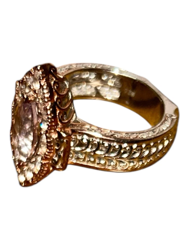 Anillo Michael Valitatti chapado en oro de 18 K, cuarto de galón de plata rosa tamaño 6 1/2 Foto 3 de 4