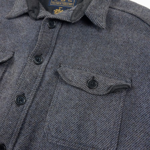 Woolrich CPO Wool Overshirt Men's Large Gray Herringbone Heavy Workwear Shacket - Picture 6 of 16