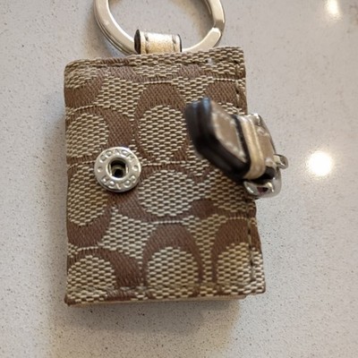 Coach Signature C Picture Frame Mini Keychain TAN GOLD leather fob