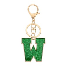 Initial Letter Keychain, A-Z Alphabet Keyring Letter W Metal Key Chain, Green