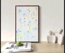 Original Signed Watercolor Painting. Vibrant. Abstract. Floral.Colorful. Blue