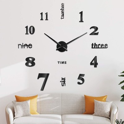 3D Wanduhr Groß XXL Mute Modern DIY Wandtattoo für Wohnzimmer Küche