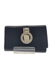 BVLGARI Key Case Leather BLK Men's