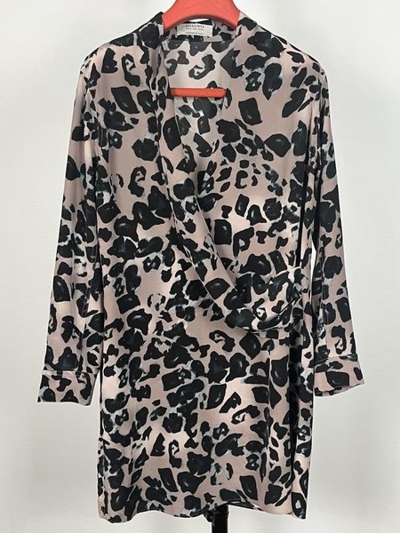 Women AllSaints Dress Beige Silk 38 / M / 46 #4VMB