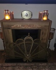 NEXT Dark Bronx Oak Effect Fireplace & Electric Burner Fire Surround Mantle Slim