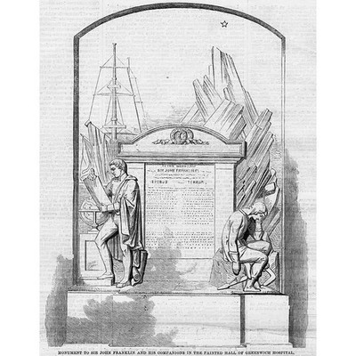 LONDON Monument to Sir John Franklin at Greenwich Hospital - Antique Print 1859
