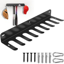 Wall Mount Baseball Bat Rack, Hold 16 Bats, Home Gym Sports Equipment Organiz...