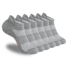 Womens Ankle Socks 6 Pairs Cushioned Running Athletic No Show 8-10 6pairs Grey