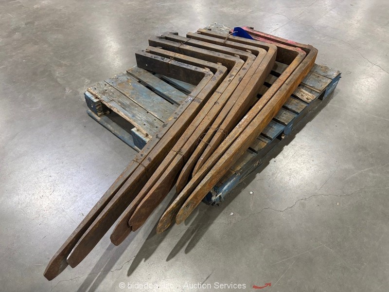Lot of (8) Industrial Heavy Equipment Pallet Forklift Tine Attachment bidadoo
