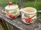 Weller Pottery Zona Cream and Sugar Apples