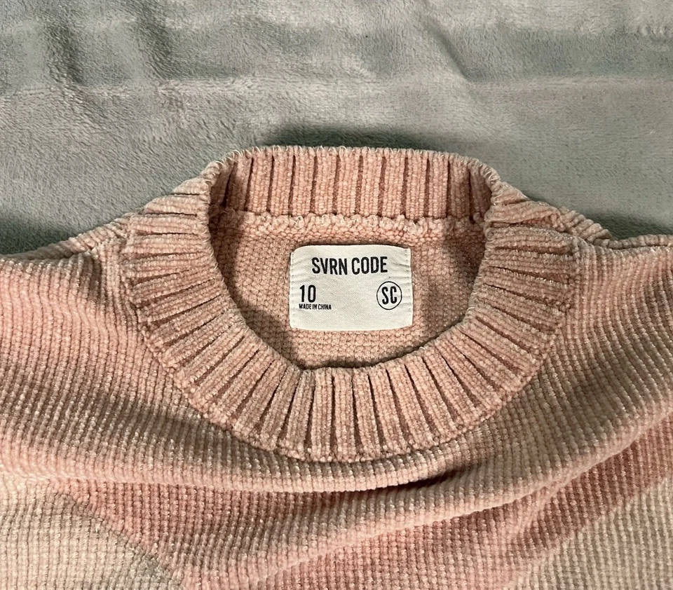 Suéter Sovereign Code Niños Talla 10 Sima Chenille Melocotón Chevron SVRN Acogedor Suave Foto 2 de 4