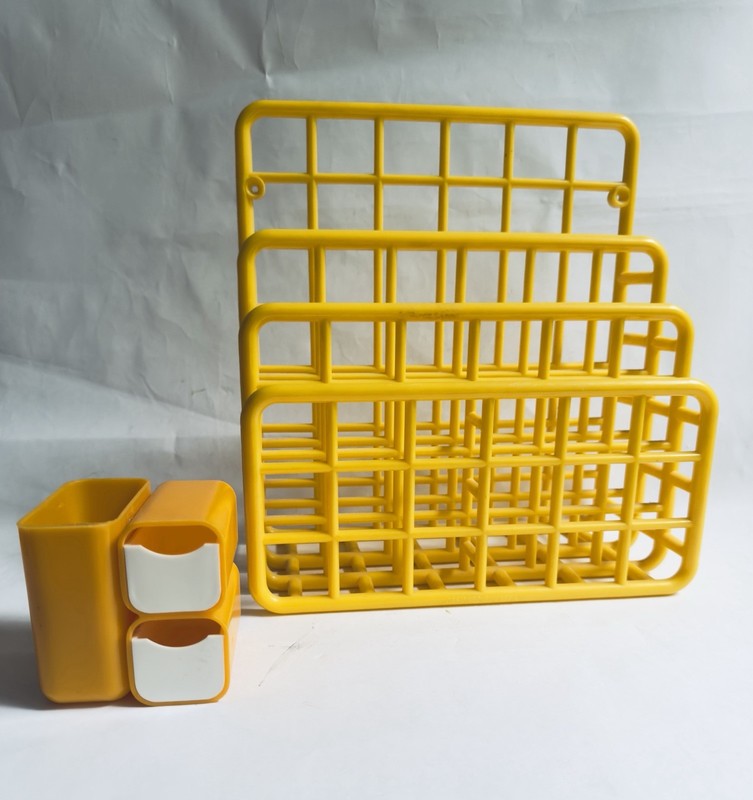 Vintage Yaffa Basic Line Inc Catch All Desk Storage Organizer Rack 1983 Retro