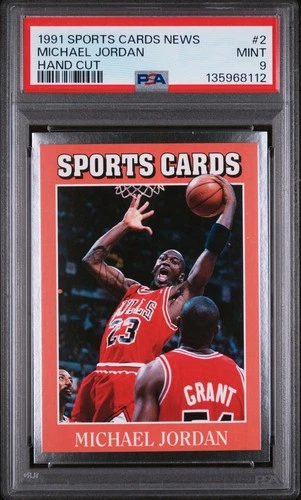 1991 ALLAN KAYE'S SPORTS CARDS NEWS MAGAZINE HAND CUT #2 MICHAEL JORDAN PSA 9