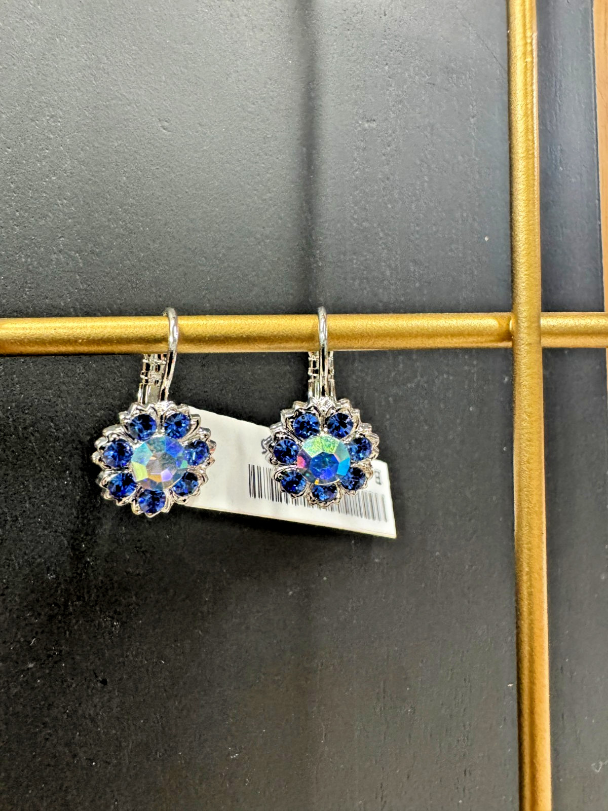 Mariana Medium Blossom Leverback Earrings in "Countdown Gown" - Rhodium