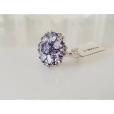 Beautiful Floral Cluster Sterling Silver Ring