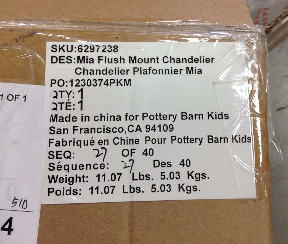 Pottery Barn Kids PBK Mia MONTAJE EMPOTRADO Lámpara de araña de dormitorio con cuentas BLANCA Foto 4 de 4