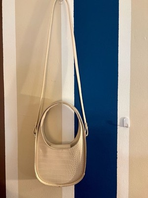 A New Day Cream Faux Crocodile Embossed Ergo Shoulder Bag with Crossbody Strap