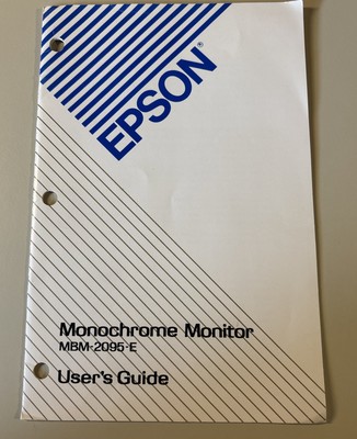 Vintage 1985 EPSON Monochrome Monitor MBM-2095-E Users Guide