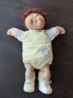 1985 Vintage Cabbage Patch Kids Boy Doll  Light Brown Hair, Yellow Overalls 15"