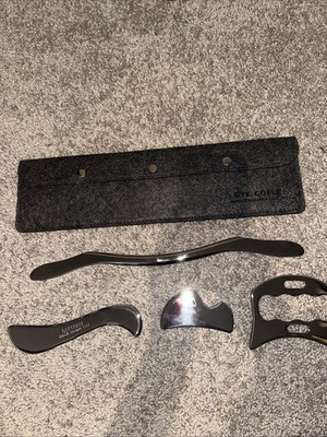 Set of 4 Stainless Steel Muscle Scraper Tools Gua Sha Massage IASTM New in Case
