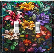 Metal Light Switch Outlet Cover Decorative Wall Plate Colorful Floral FWR128