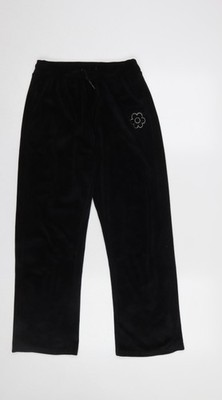Dunnes Stores Mädchen schwarze Velours Jogginghose 25 Zoll Taille - Blumendetail