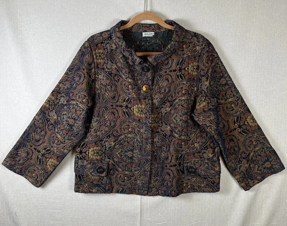 Chaqueta Blazer De Colección Habitat Clothes Live In Tapiz Paisley Floral Talla Grande EE. UU. Foto 2 de 4