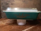 Vintage Promotional Pyrex Green Gold Wheat Casserole Dish With Lid # 575 -B 2qt