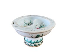 6644 Antique Chinese Porcelain Famille Rose Lobed Footed Bowl 19th Century 4" D
