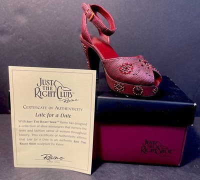 Just The Right Shoe #25056 Late For A Date Miniature Retired Raine 2000 COA Box