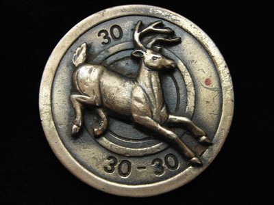 PF23153 VINTAGE 1980 **DEER 30-30** GUN & HUNTING COMMEMORATIVE BELT BUCKLE