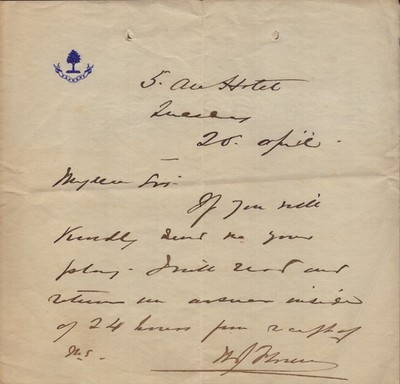 WILLIAM J. FLORENCE - AUTOGRAPH LETTER SIGNED 04/20
