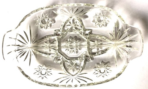 Vintage Anchor Hocking Davidstern Glas geteilt Relish Tablett vorgeschnitten klar - Bild 3 von 5