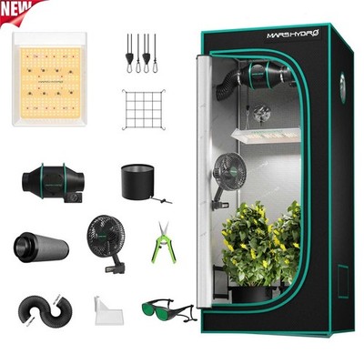 MARS HYDRO 60x60x140cm Growbox Komplettset+TS 600 LED GrowZelt+Inline Fan kit
