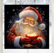 Santa Claus Christmas WINDOW CLING Size 8" Vinyl