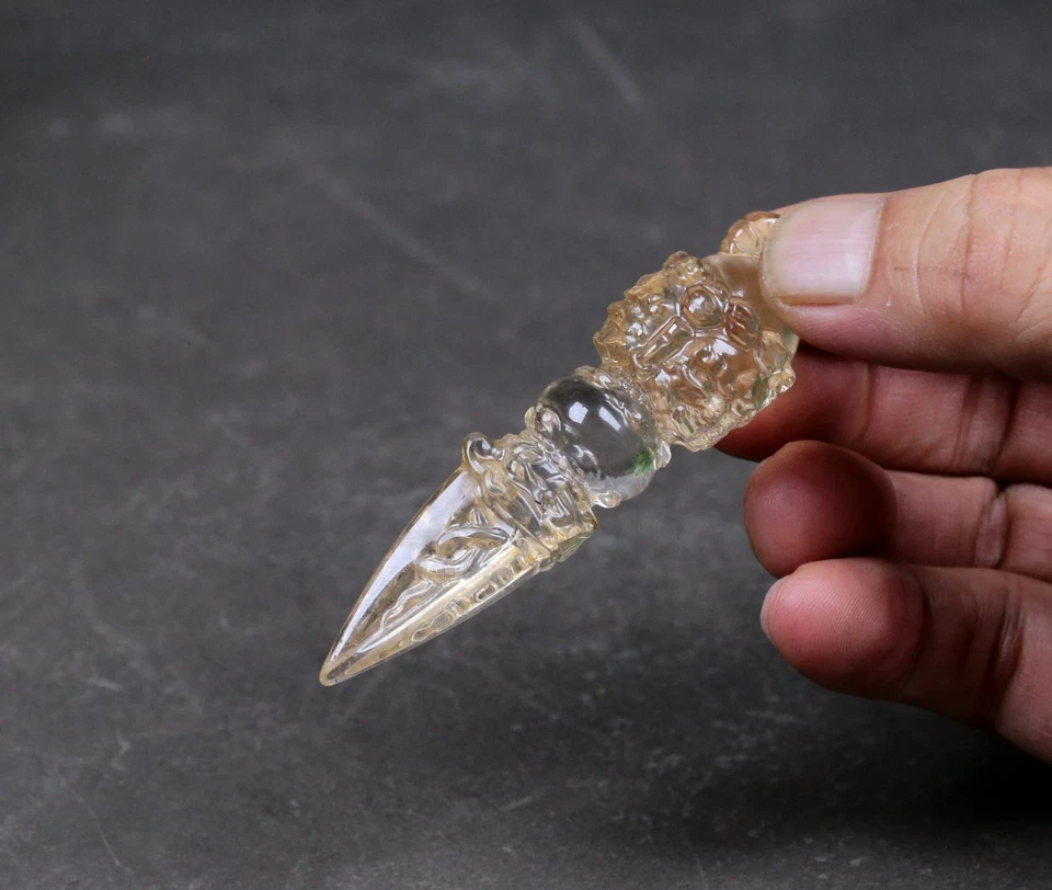 Amuleto de oración de cristal del Himalaya India nepalí tibetana dinastía Qing Vajra Foto 3 de 4