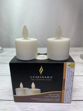 Luminara Tea Light Candles w/Timer Set of 2 w/Real-Flame Effect  - 1.5"x2" NEW