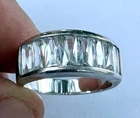 Vintage Baguette CZ 925 Sterling Silver Thick Wide Chunky Heavy Band Ring sz 10