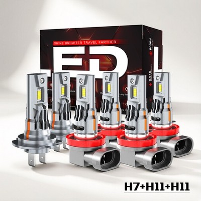 For Lincoln MKZ 2007-2012 6X 6000K LED Headlight Fog Light Bulbs Combo Kit