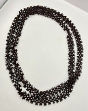 VTG Hawaiian Brown Koa Seed Strand Necklace Tourist Lei Souvenir Extra Long 58  
