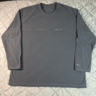 VINTAGE Nike Mini Swoosh Shirt Mens 2Xl Gray Fleece y2k Outdoors Longsleeve