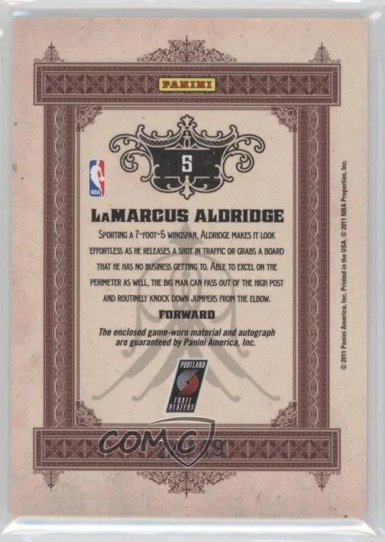 2010 Panini Gold Standard Bars Memorabilia Signatures /49 LaMarcus Aldridge Auto - Image 2 of 2