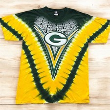 VTG Green Bay Packers Mens XL Tie Die Tee Shirt NFL Team Apparel Green Yellow